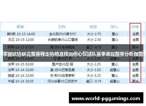 掌握欧协联完整赛程走势精准预测你心仪球队赛季表现前景分析指南 掌握欧协联完整赛程走势精准预测你心仪球队赛季表现前景分析指南